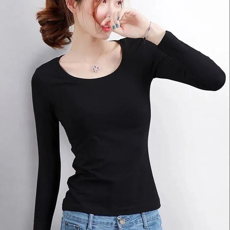 Plush thickened t-shirt for female students Korean autumn winter upper garment for women's thermal underwear bottoming my shirts