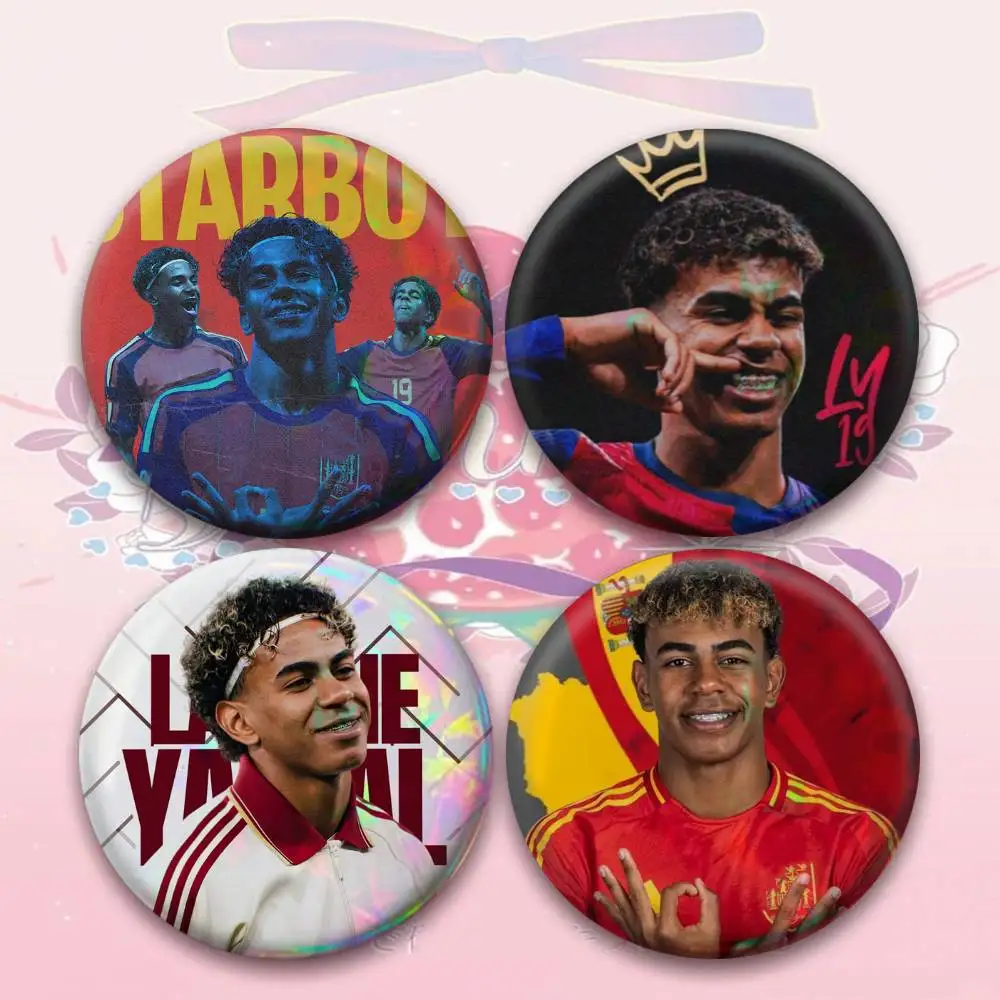 Football L-Lamine 19 Y-Yamal Laser Badge Creative Pins Brooch for Bag Clothes Hat Decor Gifts Fans Collect