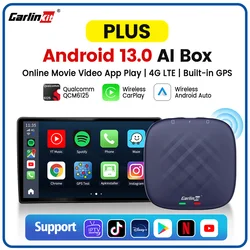 Carlinkit CarPlay Ai TV Box Plus Android13 8+128GB QCM 8-rdzeniowy 665 6125 Bezprzewodowy CarPlay Android Auto Dla YouTube Netflix 4G Lte