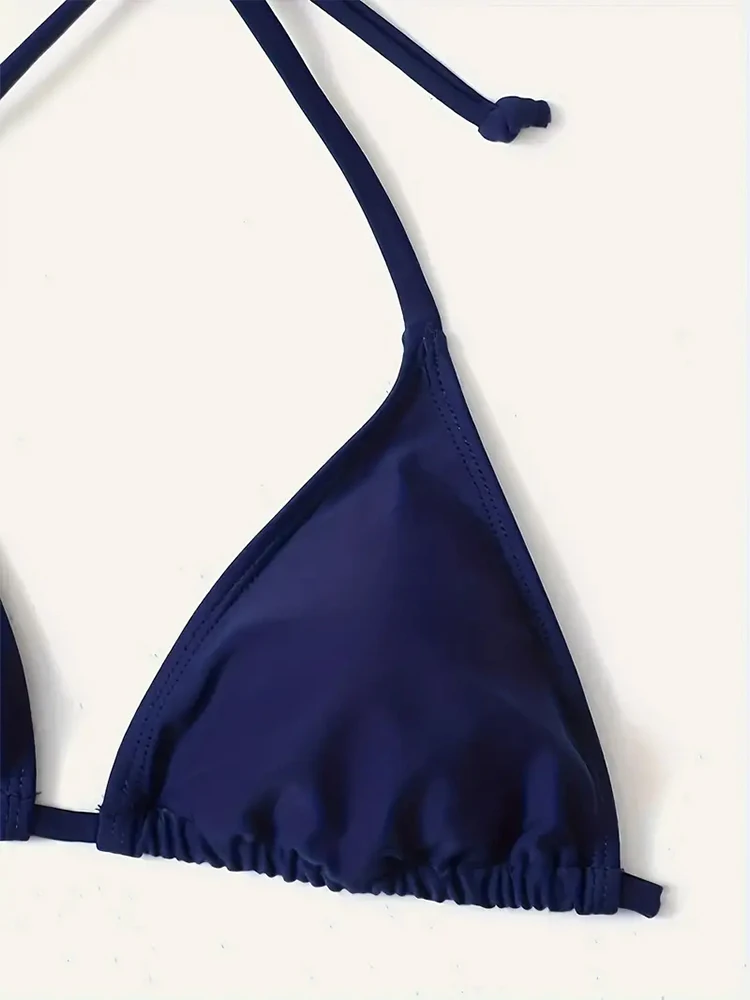 

Swimwear Thong Bikini Set Sexy New Navy Blue Swimsuits Woman Sexy Bathing Suits Bikinis Triangle Bandage Female Beachwear