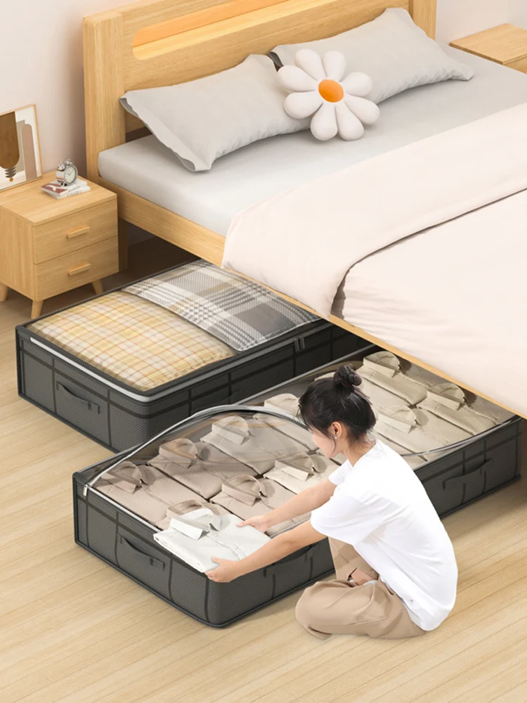 1PC foldable non-woven bed bottom storage bag Large capacity clothing blanket storage bag Tidy bedroom closet dust