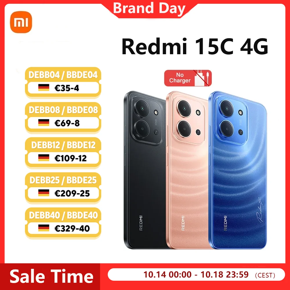 هاتف ذكي Redmi 15C 4G MediaTek Helio G81-Ultra NFC شاشة 6.9 بوصة 120 هرتز 50 ميجابكسل AI كاميرا مزدوجة بطارية 6000 مللي أمبير في الساعة 33 وات شحن سريع
