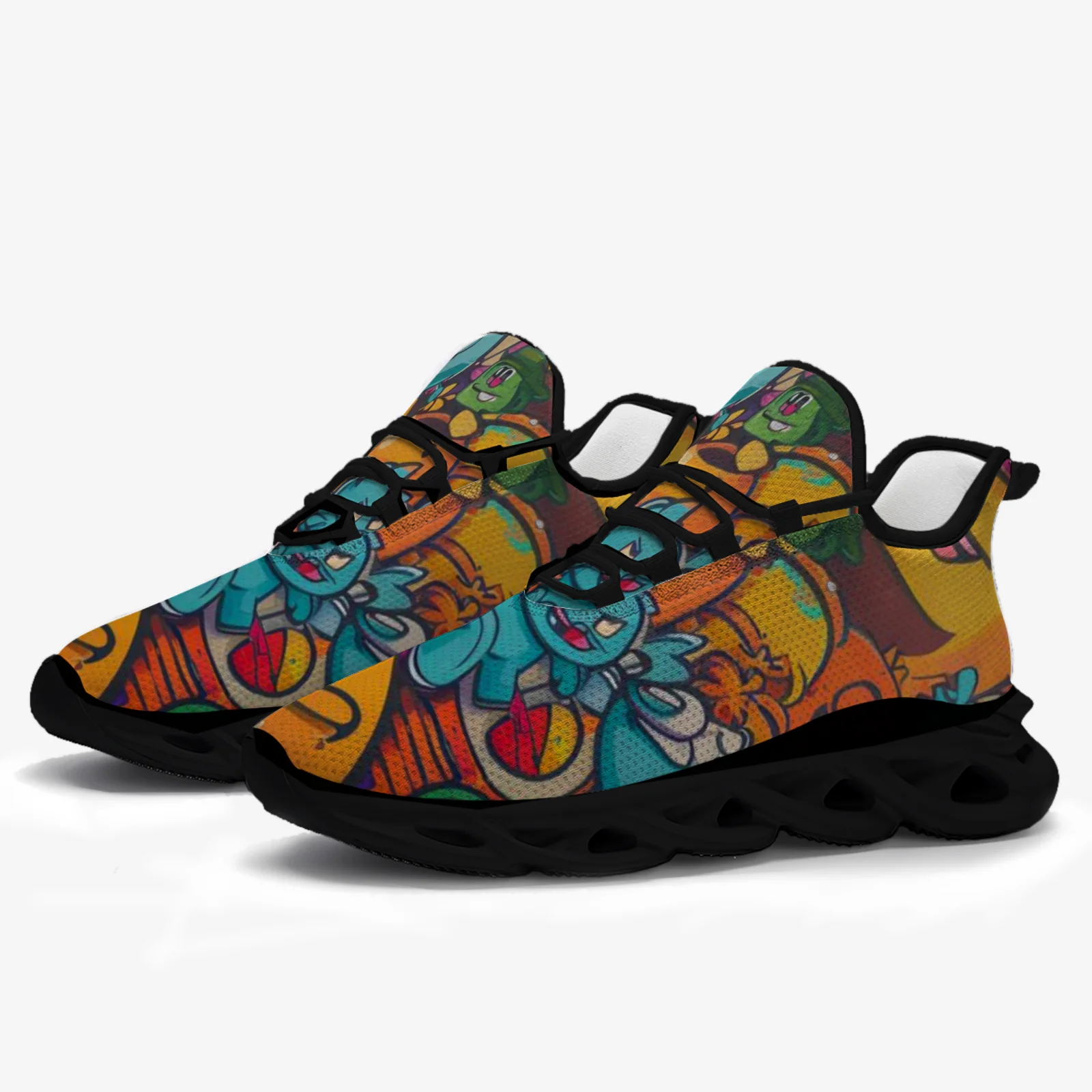 

Cartoon graffiti print men's and women's casual sports shoes, lightweight and breathable running shoes, sneakers