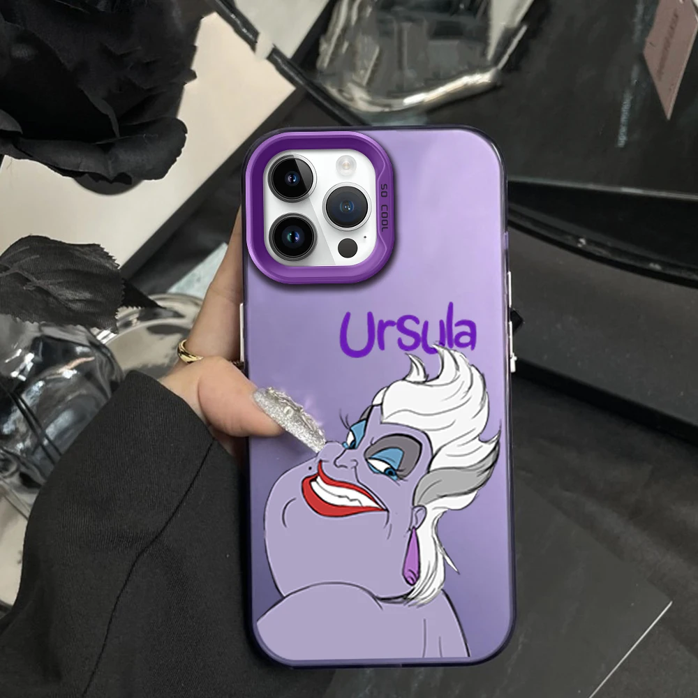 MINISO U-Ursula The L-Little M-Mermaid Villain Phone Case for iPhone 16 12 13 14 15 11 Max Pro Plus Laser IMD Color Shell