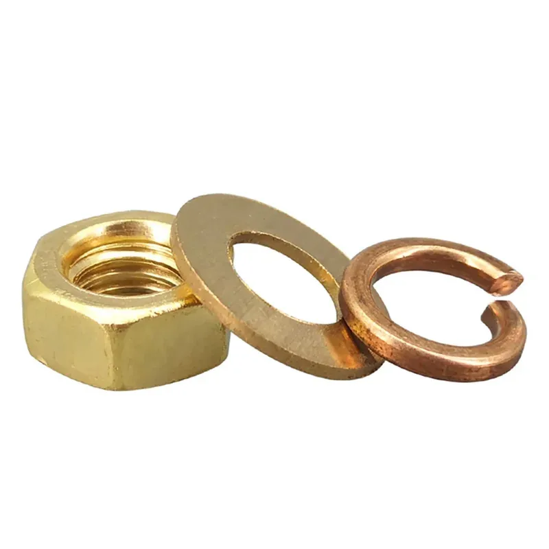 

Brass Nut and Washer Set Hexagon Nut with Flat & Spring Washers M2.5 M3 M4 M5 M6 M8 M10 M12