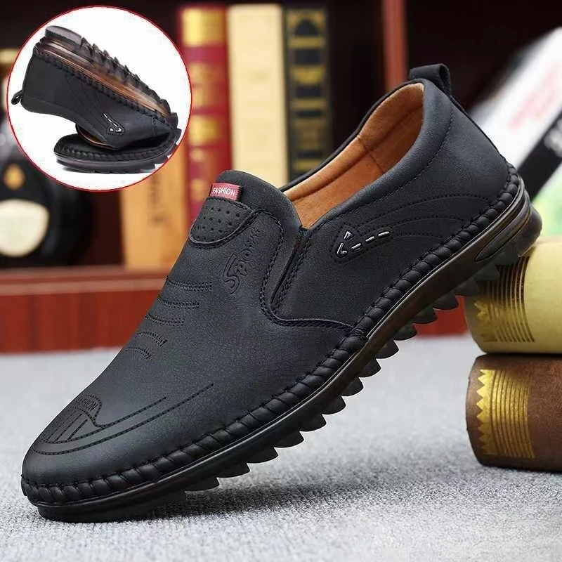 Men Casual Shoes Leather Shoes Luxury Loafers Men Non-slip Soft Soled Breathable Leather Shoe Slip on Driving Shoes Big Size 45