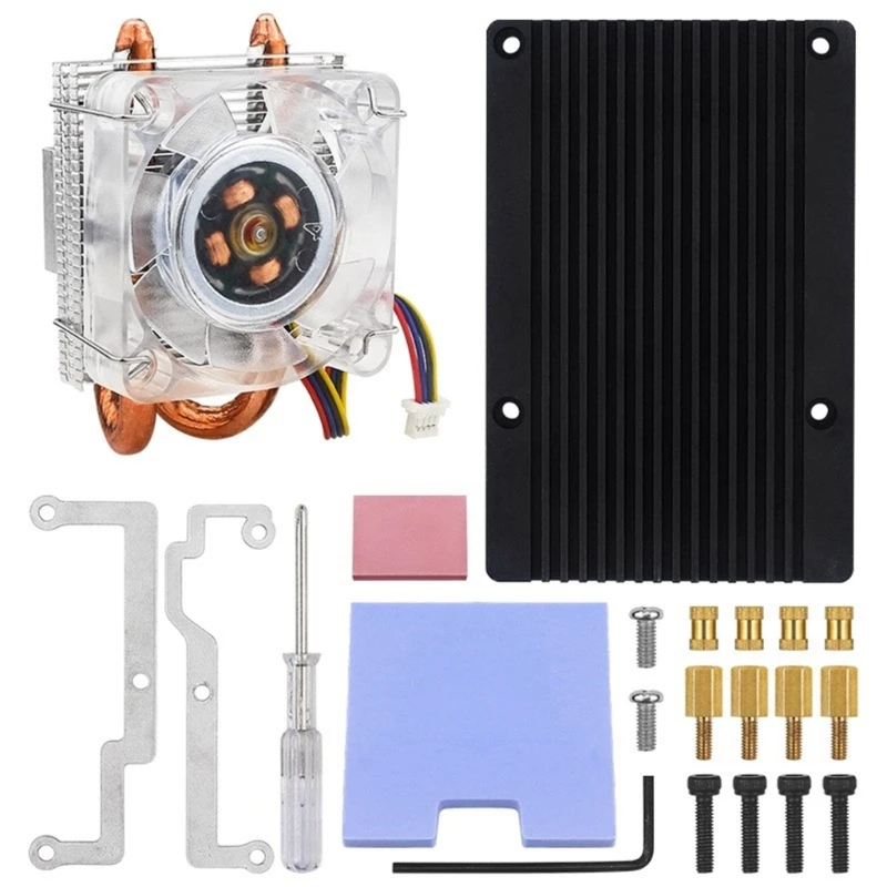 

Ice Tower Cooling Fan For RPi 5B Mainboard Radiator Color LED Fan with Aluminum Structure Vertical/Horizontal