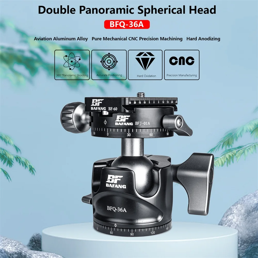 BAFANG BFQ-36A Professional Camera Ball Head 36mm Heavy Duty Tripod Head 10KG Load Capacity 360° Panoramic for DSLR Mirrorless