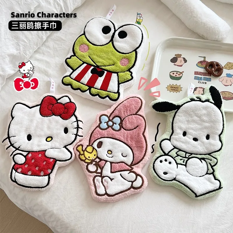 Sanrio Hello Kitty My Melody Pochacco Cartoon Cute Hand Towel Water-Absorbent Coral Fleece Kitchen Decor Quick-Drying Kids Towel