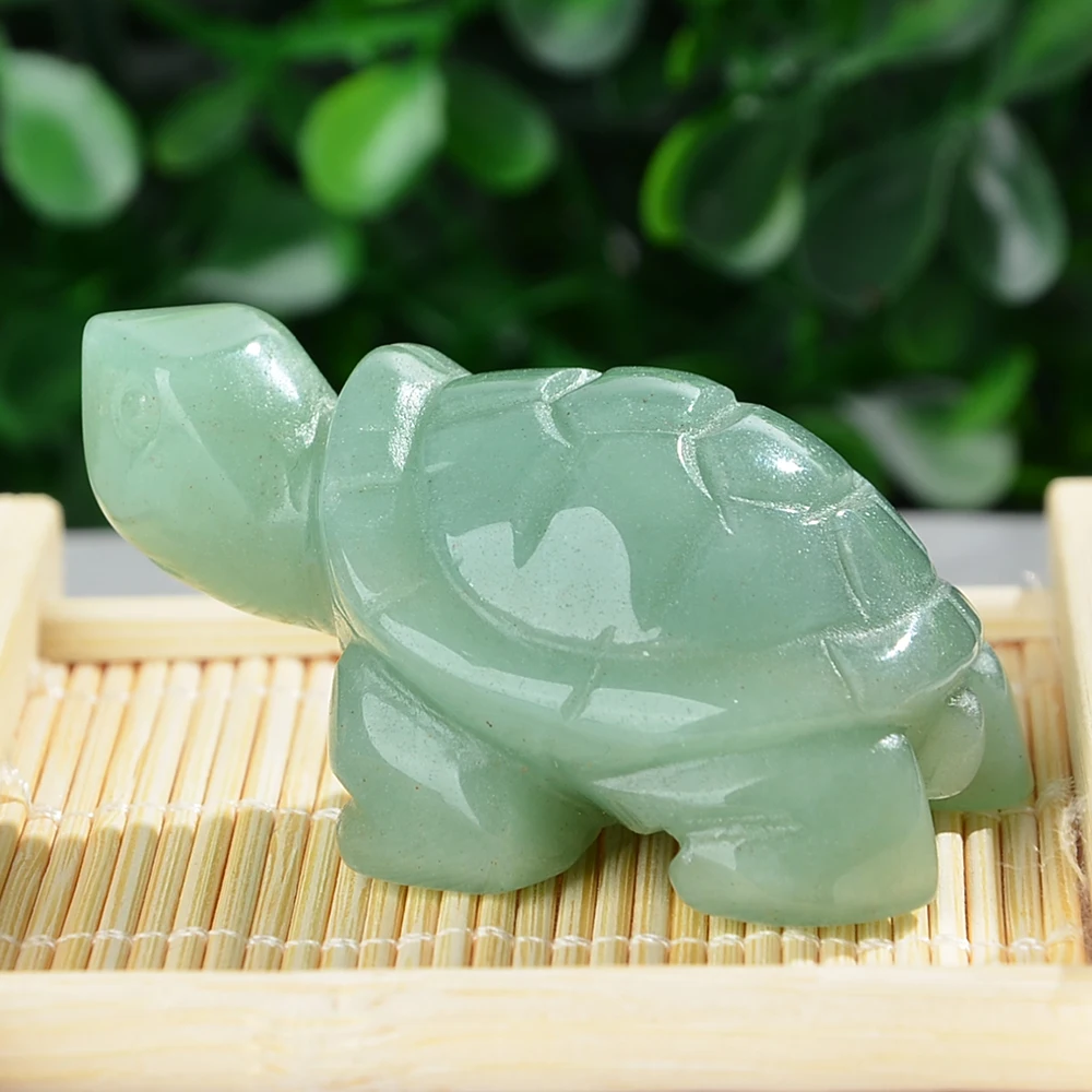 Crystal Turtle Statue 2-inch Polished Turtle Statue Hand Carved Animal Sculpture Gemstone Home Office Decoration