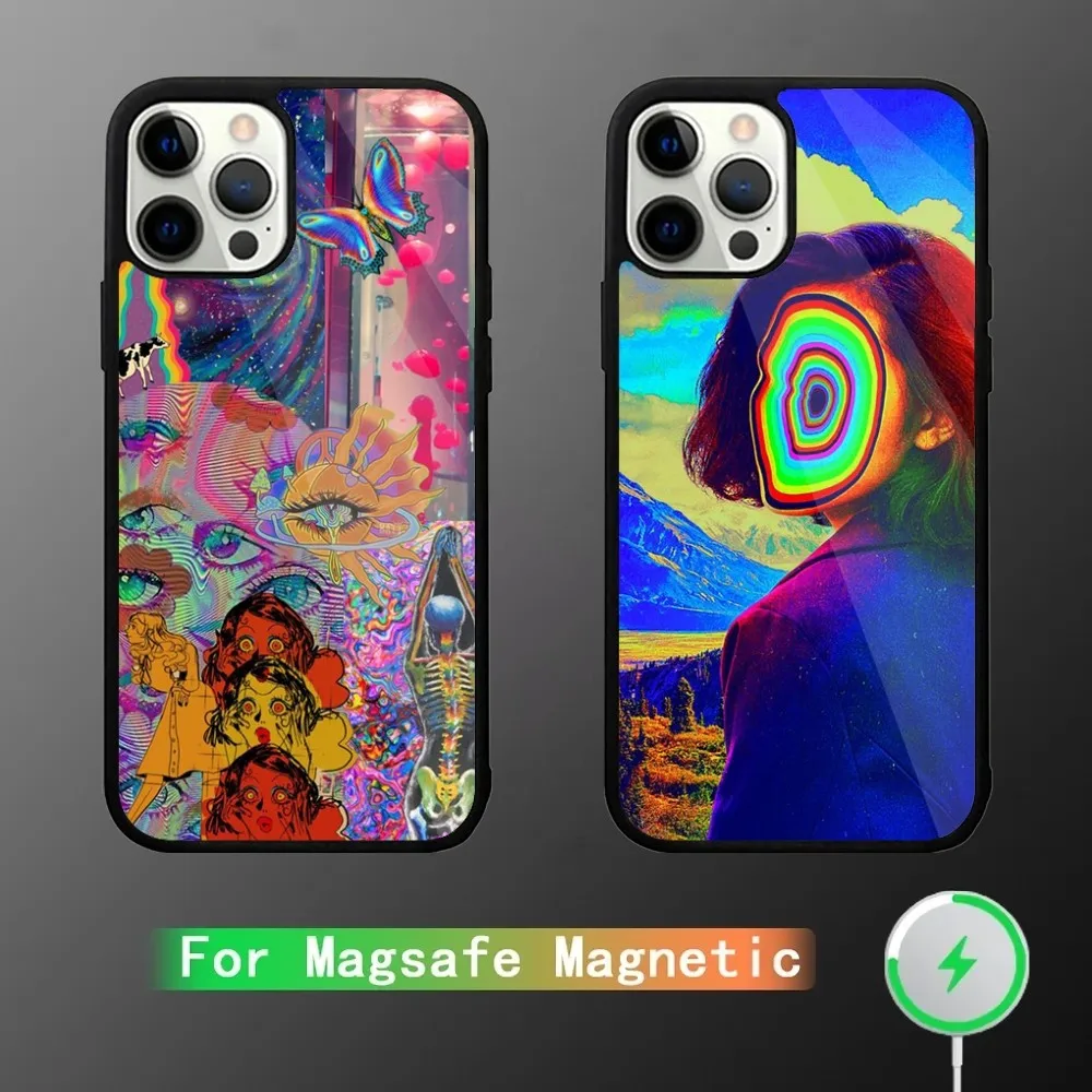 Colourful Psychedelic Art Phone Case For iPhone 15,14,13,12,11,Plus,Pro,Max Mini Magsafe Magnetic Wireless Charging