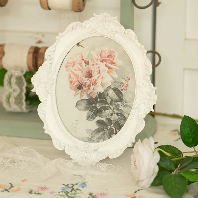 Forest European-style Elliptical Distressed Resin Relief Photo Frame Home Decoration Ornaments and Props Picture Frames