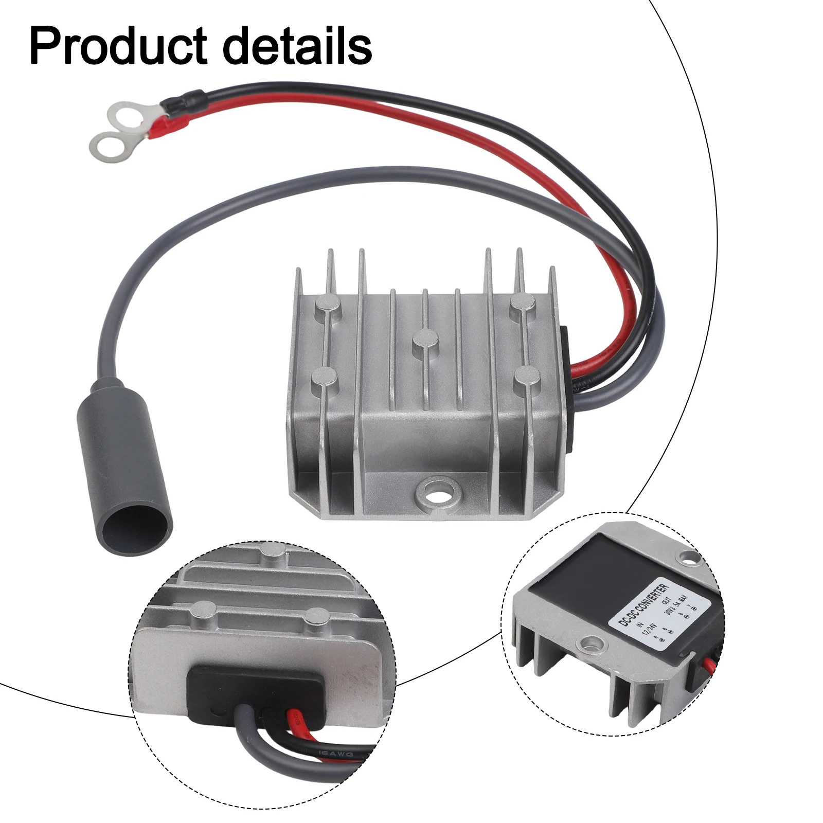 High-Efficiency Converter 12V To 30V Power Converter Ac Dc Adapter 100G Weight Aluminum Alloy Material For Vehicles