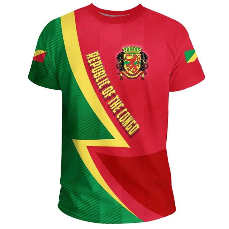 Harajuku 3D Print Republic-of The Congo Map T Shirt Congo Emblem Graphic Tee Shirts Men Fashion Short Sleeves Mens Clothing Tees