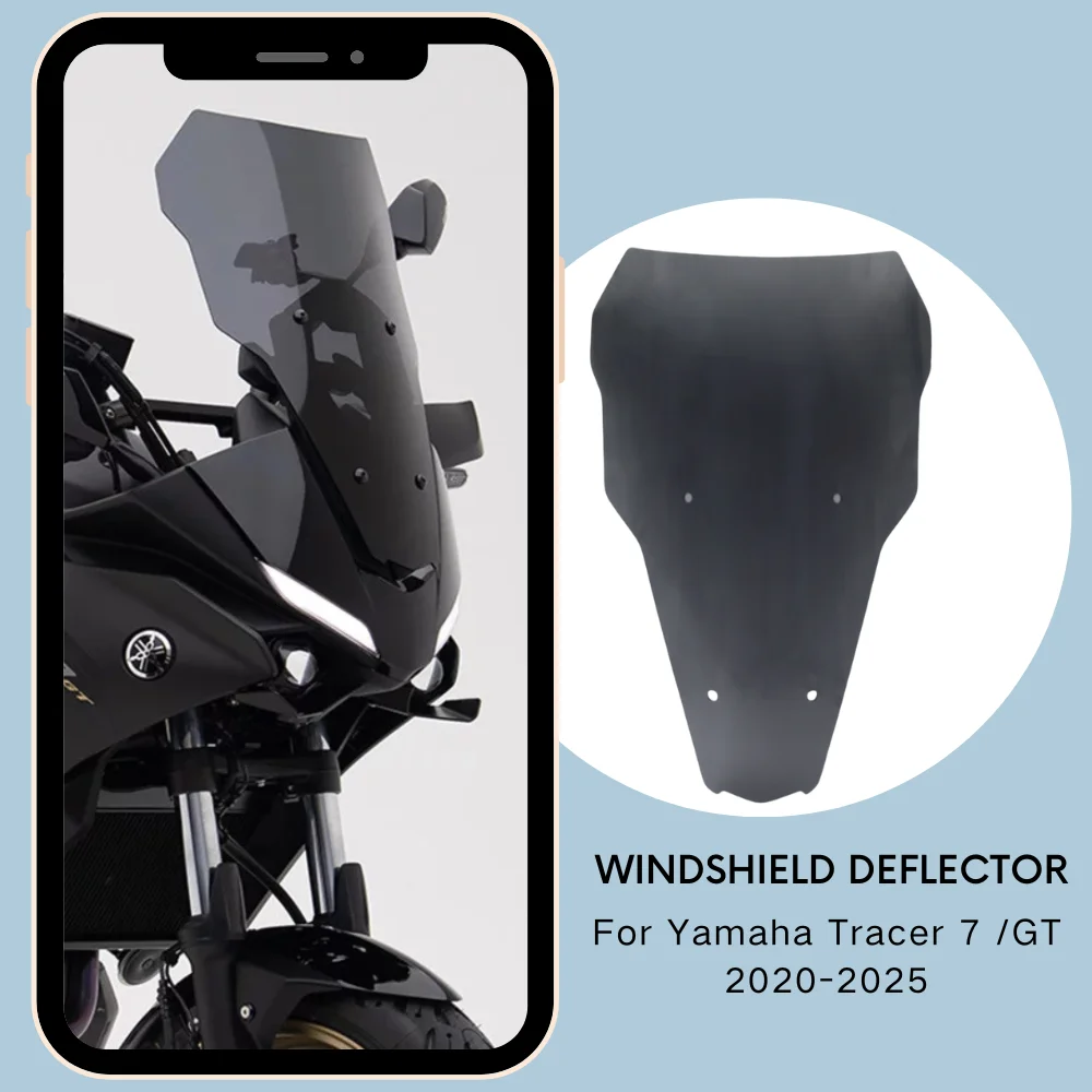 

For Yamaha Tracer 7GT 2020 2025 Windshield Deflector 4MM Thick PMMA Motorcycle Windshield Protector Reduce Wind Noise Rocks Bugs