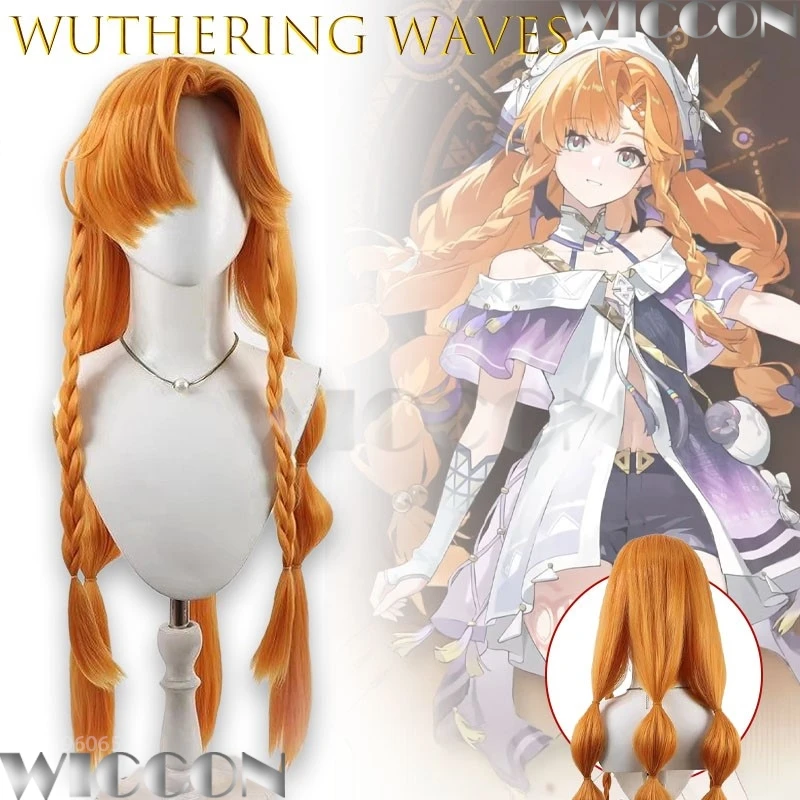 

Парик для косплея Wuthering Waves Sigrika Fluffy Orange Scalp, аутентичная реплика, для аниме-костюмов, праздничное специальное издание, Навидад, Карнавал