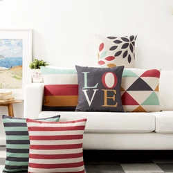 Decorative Pillows for Sofa Geometric Linen Throw Pillow Covers 60x60 Grey Red Love Print Cushion Cover Living Room Decoration