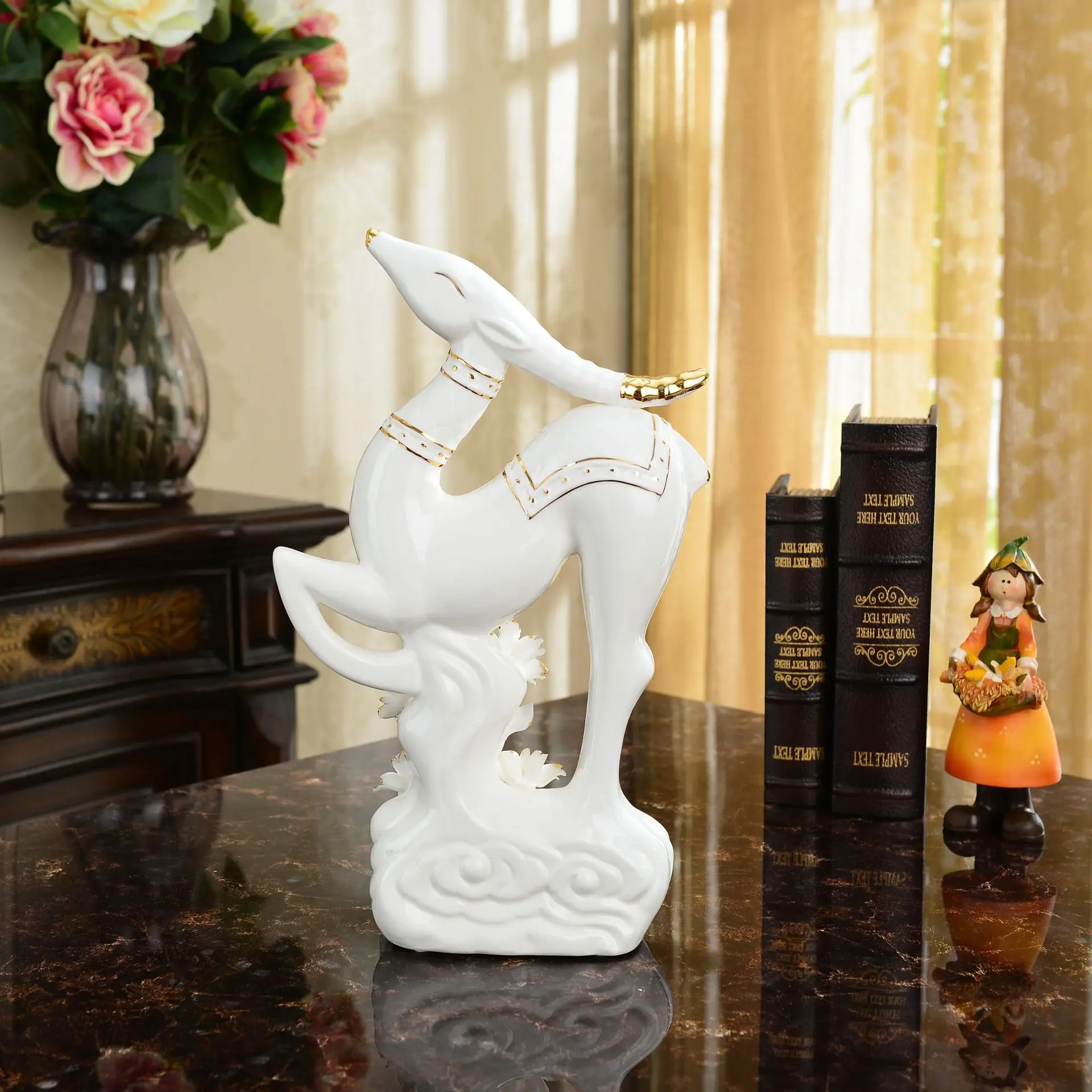 White Goat Ceramic Ornaments For Warding Off Evil Spirits And Attracting Wealth, Feng Shui Goat Display Handicrafts, Home Decor