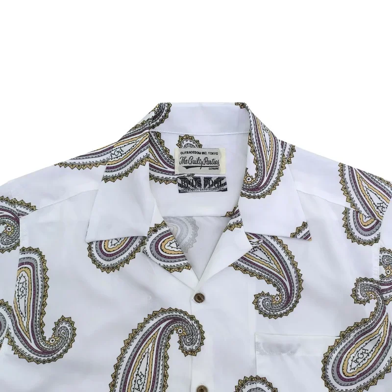 Preto branco marrom malack paisley havaí praia camisa masculina mulher de alta qualidade vintage gola aberta manga curta t camisa