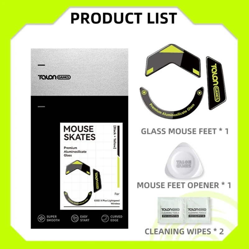 1Set Glass Mouse Feet Mouse Skates Stickers Pad Rounded Glides Curved Edges for  G502 X PLUS Wireless Mouse