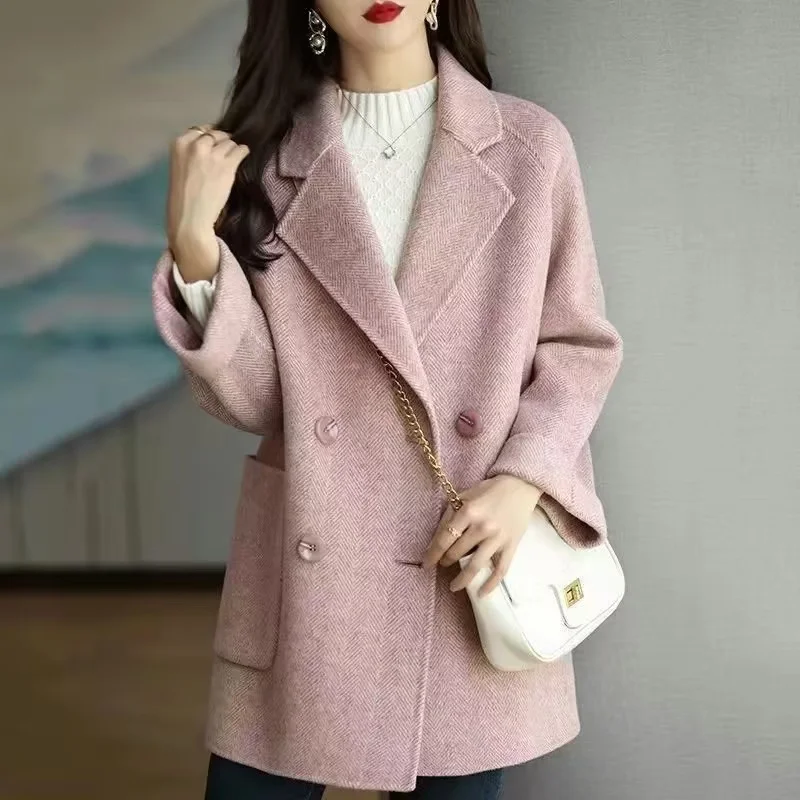 Neue Woolen Mantel Frau Herbst Winter Mode Hochwertige Oberbekleidung Damen Joker Lose Mantel Dünne Wolle Jacke Weibliche Bluse