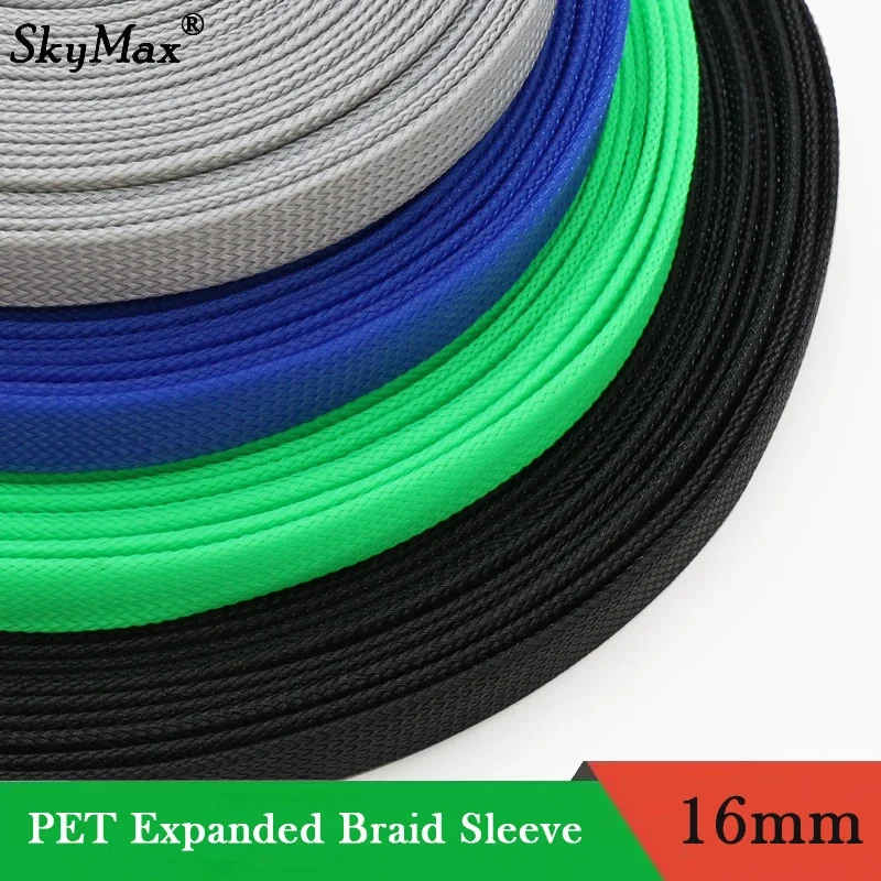 

1~50M PET Expandable Cable Sleeve 16mm Tight Braided High Density Hardness Insulate Line Protect Sleeving Wire Wrap Gland Sheath