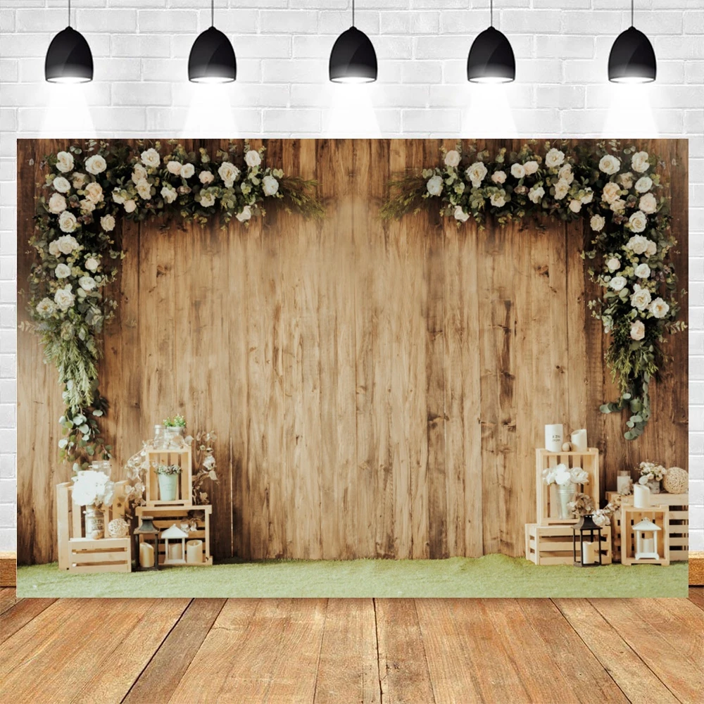 Wedding Scene Backdrop For Photography Floral Flower Wall Photocall Bridal Shower Ceremony Baby Birthday Party Photo Background