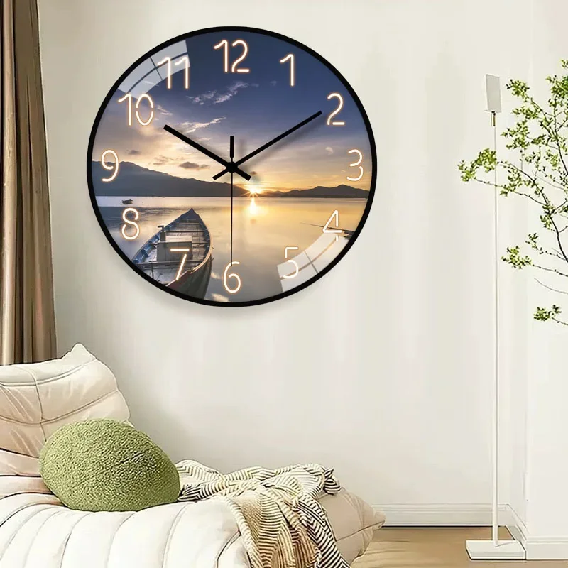 Nordic living room wall clock home quiet fashion clock modern simple light luxury creative personality quartz clock hanging wall