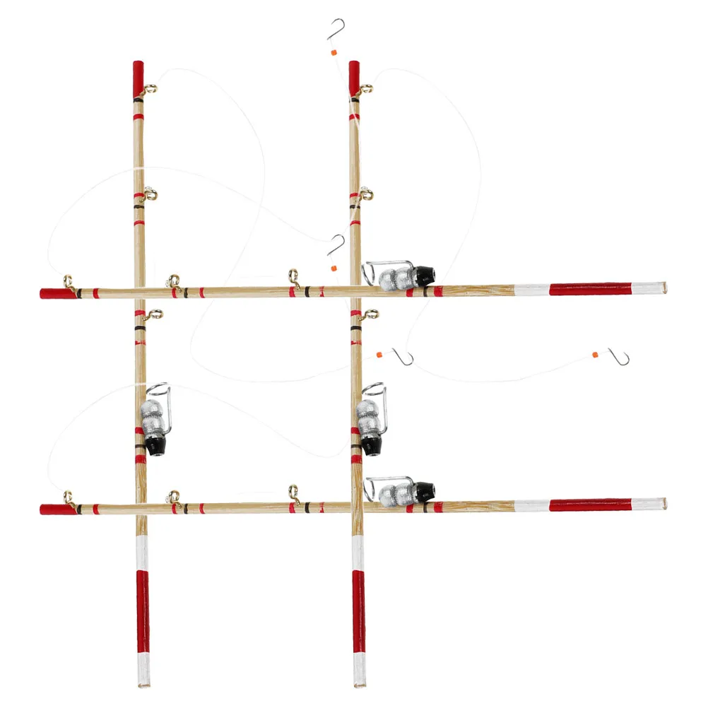 

4Pcs Miniature Fishing Gear Set Realistic Wooden Mini Fishing Poles for Dollhouse Decoration Micro Landscape Accessories
