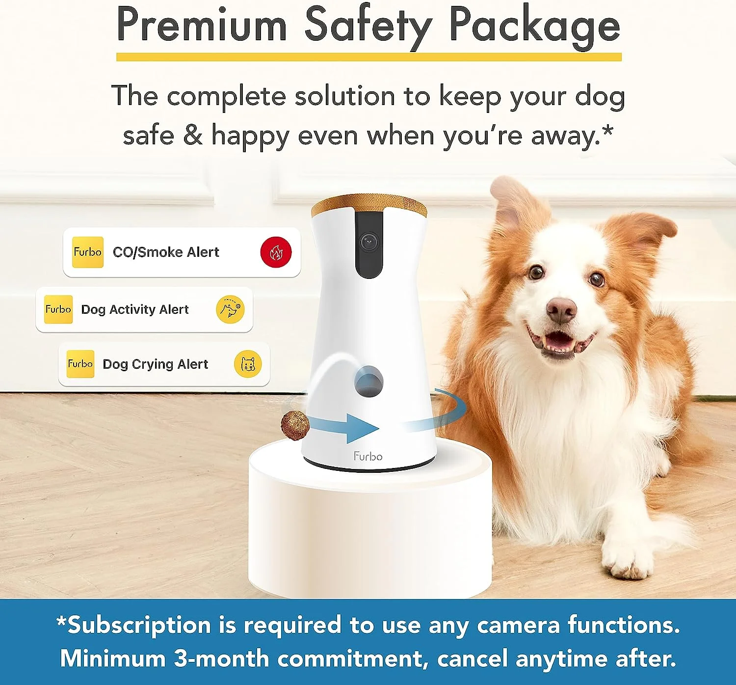 Smart Indoor Rotating Pet Treat with App Control, Two-Way Audio & Night Vision