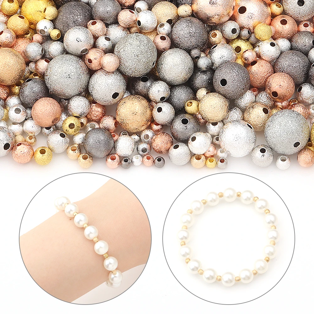 20-100pcs/lot 3-12mm Matte Copper Beads Round Metal Loose Spacer Beads For Jewelry Making DIY Bracelet Necklace Accessories image 4