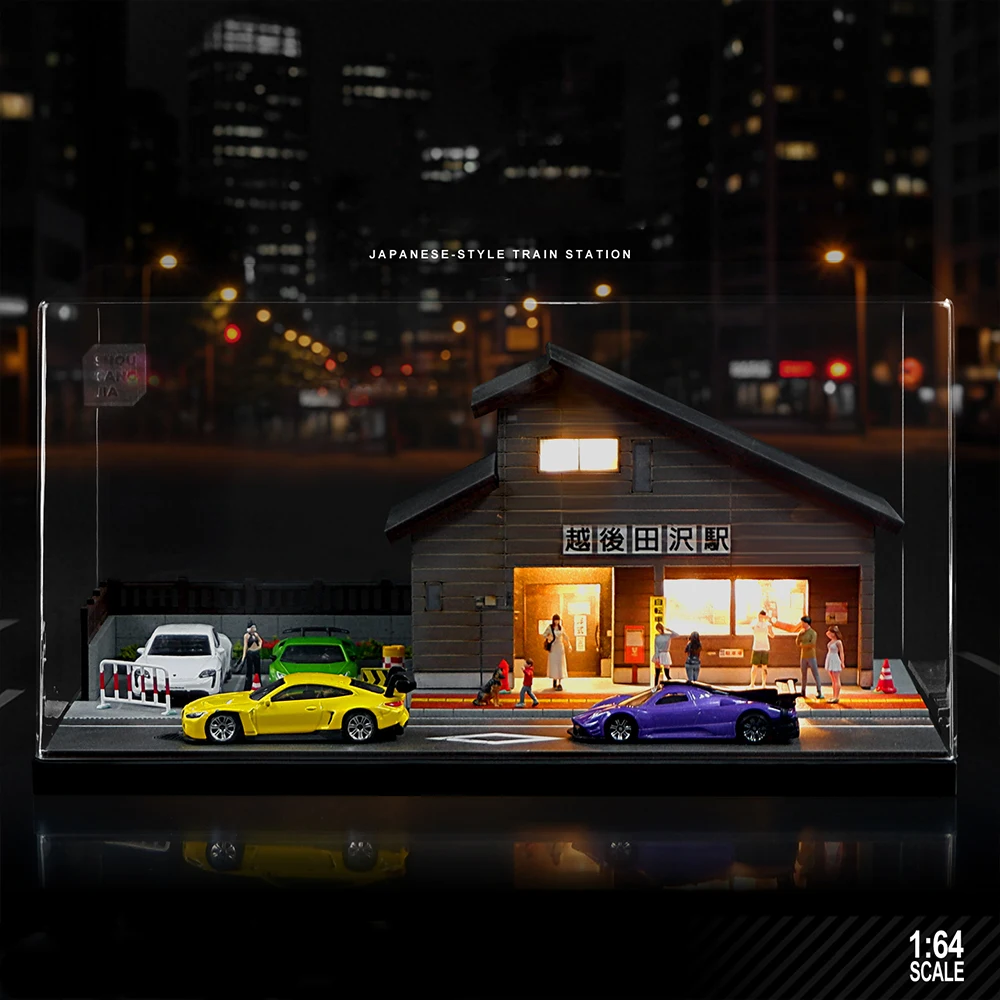 1/64 Railway Station Scenes and Action Figure Accessories  Parking Space with Lights Simulated Decoration Scene (without car)
