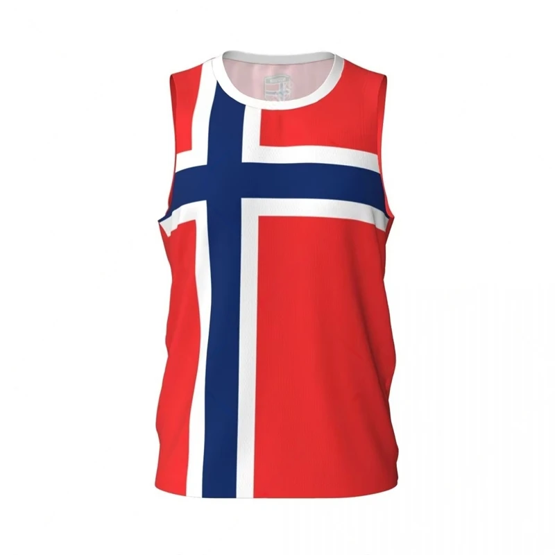 Norway Flag Basketball Tank Top Fashion Summer 3D National Emblem Printed Jersey Vest Loose Breathable Sports Sleeveless Tees