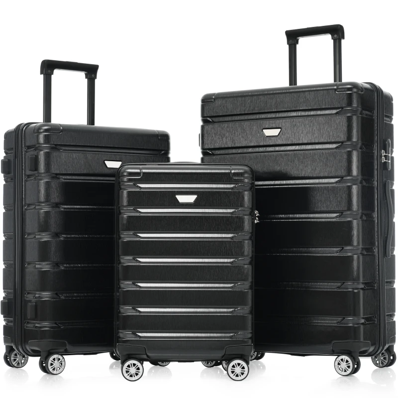 

Set 3 Piece Durable ABS PC Travel Suitcase With Spinner Wheels For Men Women