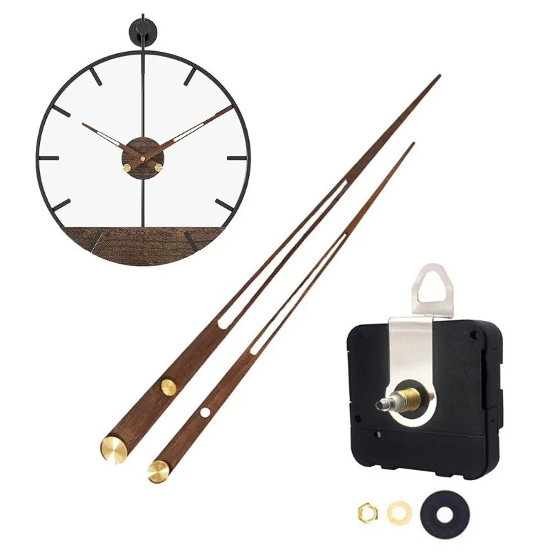 DIY Wall Clock Movement Set Minimalist Walnut Wood Pointer High Torque Clocks Movement Home Quartz Clock Repair Accessories