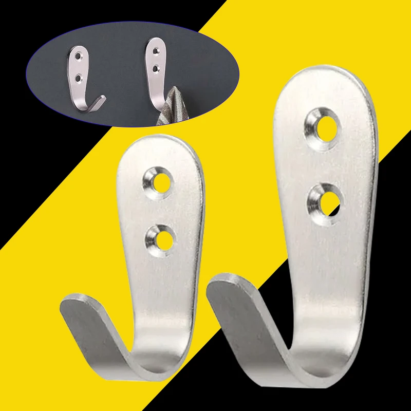 5pcs J-shaped hooks stainless steel hooks, Clothes hooks, wall-mounted , for hanging coats, hats, bathrobes, towel etc