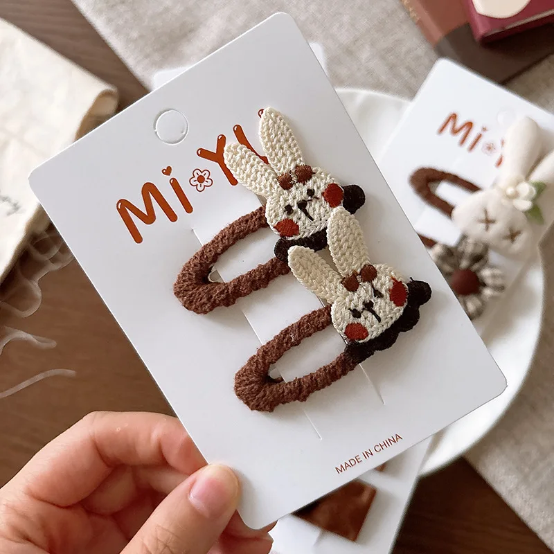 

Корейские милые заколки BB, 2 шт., бархатные заколки коричневого цвета для девочек, универсальные, нескользящие, нежные