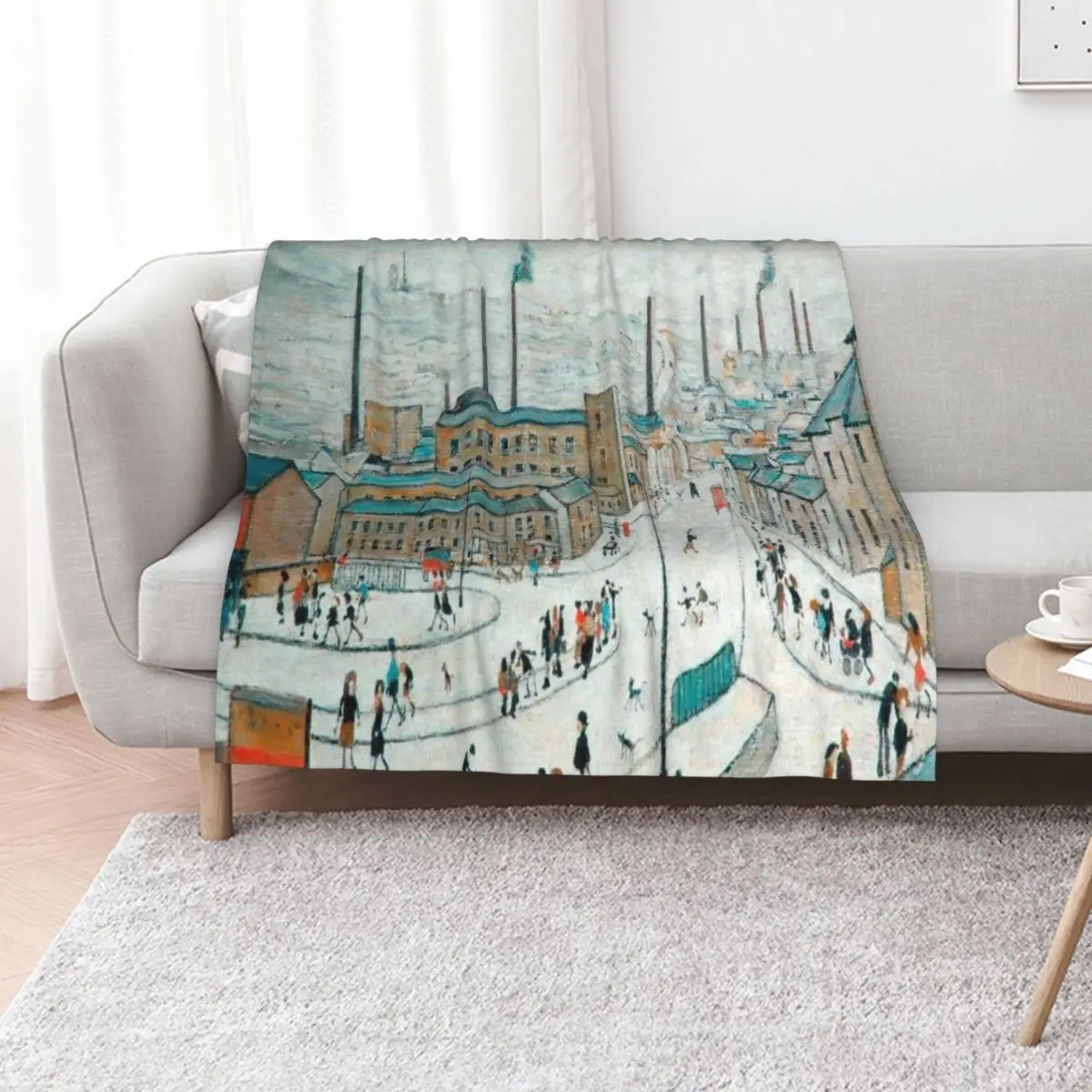 L S Lowry رمي بطانية التخييم لينة منقوشة المعزي الفاخرة مصمم البطانيات