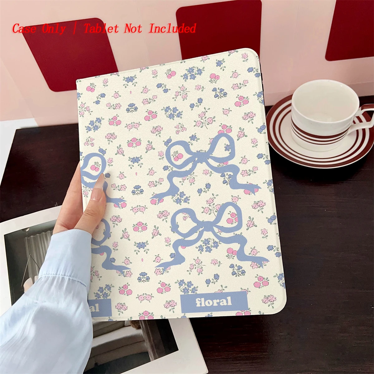 2025 Blue Bow and Small Flower Pattern Print - Suitable for the cases of multiple Apple tablets such as iPad/iPad pro/iPad air