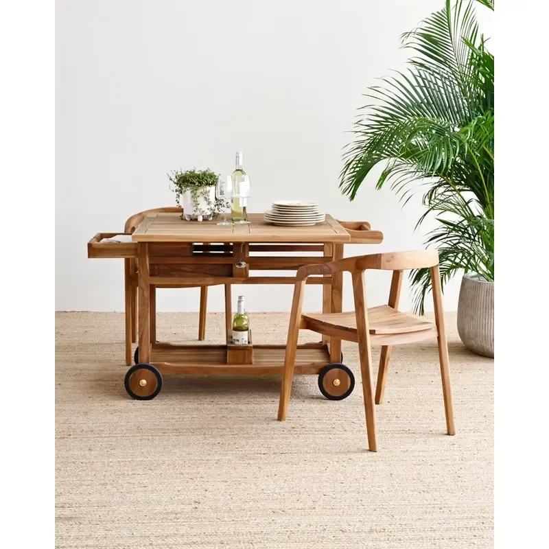 for Premium teak trolley, eco-friendly handmade, modern design, four wheels, durable, easy to assemble, suitable for family