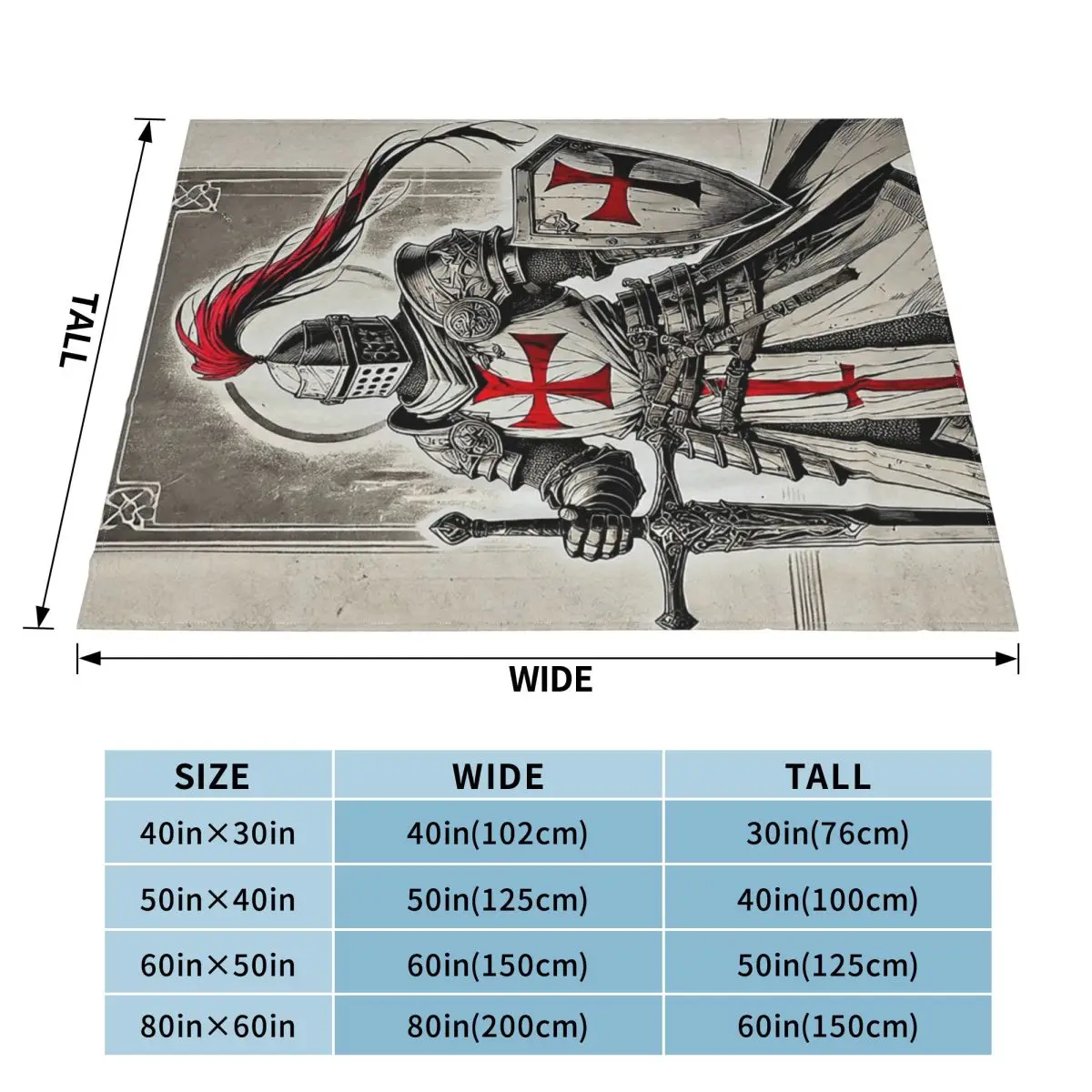 Knights Templar Flag With Coat Of Arms Medieval Warrior Cross Blanket Soft Flannel Throw Blanket Bedspread for Bed Living room