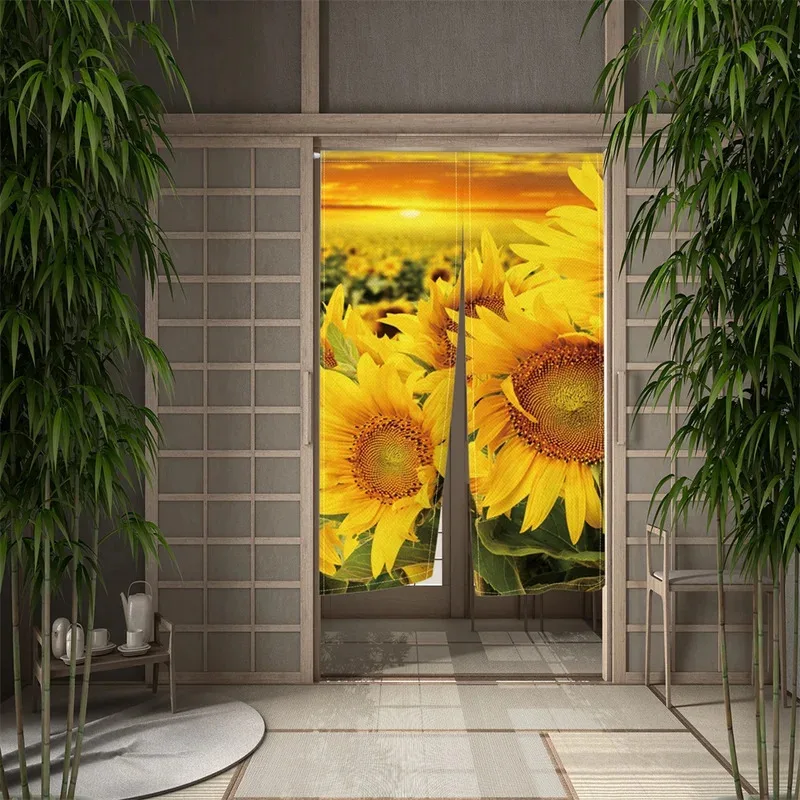 VIKAMA Rustic Linen Door Curtain, Semi-Transparent Short Half-Curtain for Kitchen, Living Room, and Bedroom, Home Decor