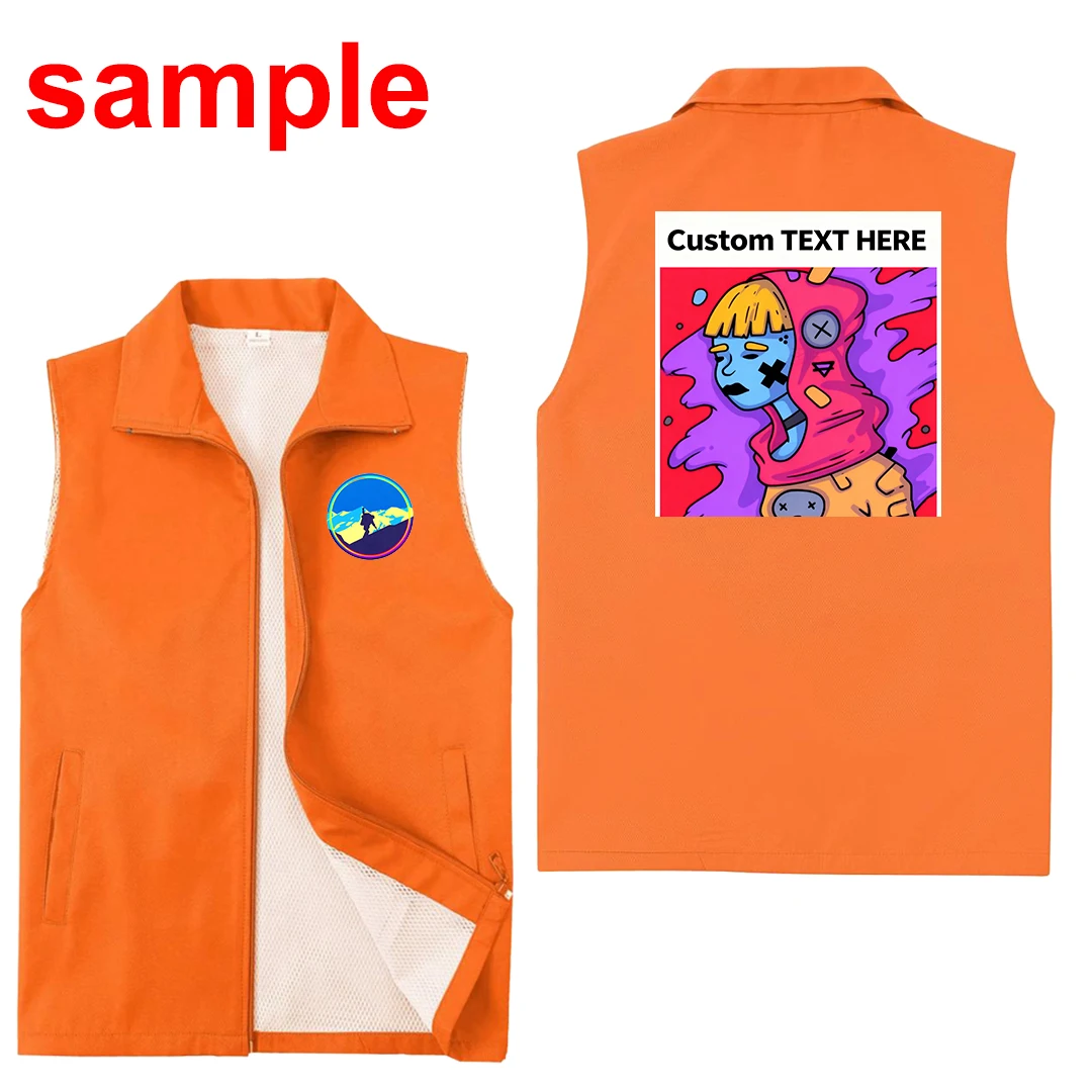 Unisex Double-Layer Vest Custom Company Team Logo Print Photo Breathable Sleeveless for Volunteer Work Uniforms Men Women Coats