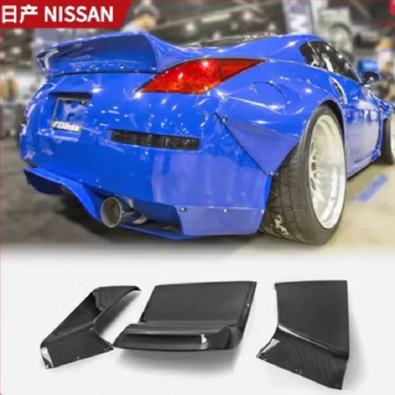 Carbon Fiber Rear Diffuser 3pcs RB Style For Nissan 350z Fiberglass Bumper Spat Z33 FRP Unpainted Rear Bumper Splitter Addon Kit