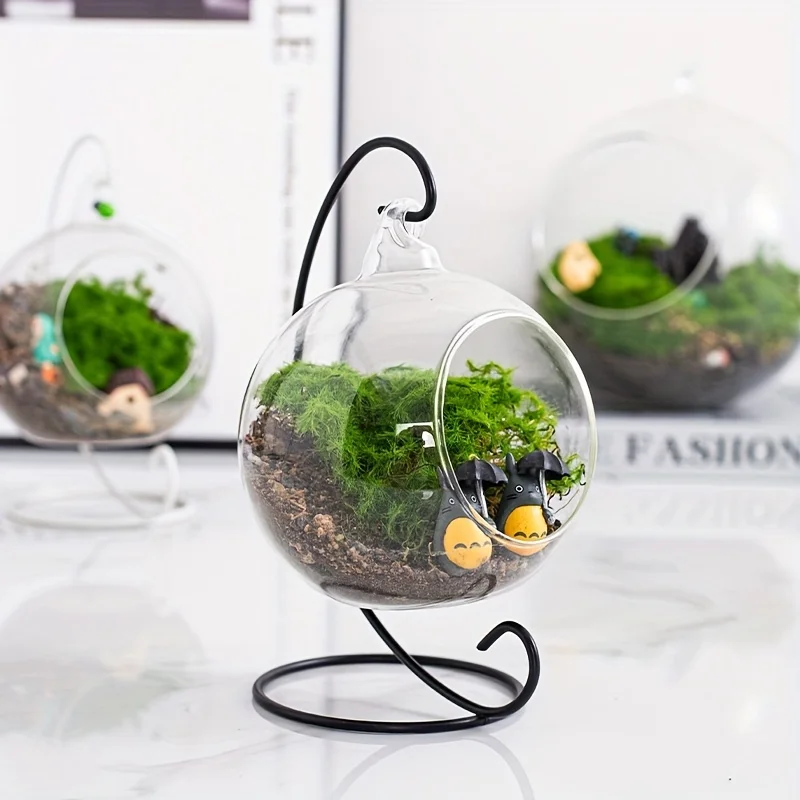 

5/10pcs Home Garden Metal Bauble Ornament Pack Retro Air Plant Terrarium Landscape Display Iron Hanging Stand Decor Holder