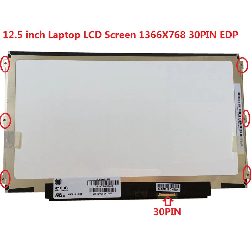 Imagem -01 - For For para B125xtn02.0 B125xtn02 Edp hd 30 Pinos Led Tela Lcd Matriz do Painel 1366x768 12.5 for for para b125xtn020 b125xtn02 edp hd 30 pinos led tela lcd matriz do painel 1366x768 125 01