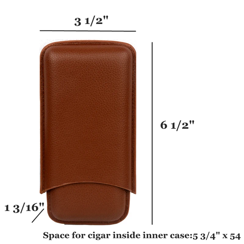 Classic Cigar Case  Leather Cigar Holder Mini Travel Humdor 3 Tubes 54R Brown Cigar Box Exellent Smoking Accessory for Men