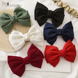 New Sweet Bow Hairpins Solid Color Bowknot Hair Clips for Girls Satin Butterfly Barrettes Duckbill Clip Hair Accessories