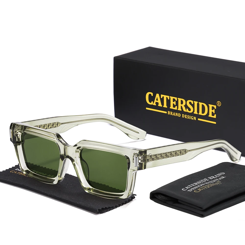 CATERSIDE Neue Retro Herren-Sonnenbrille Hochwertige Quadratische Sonnenbrille mit Dickem Rahmen Damen Outdoor-Reise-Fahrbrille UV400 – Detail 10