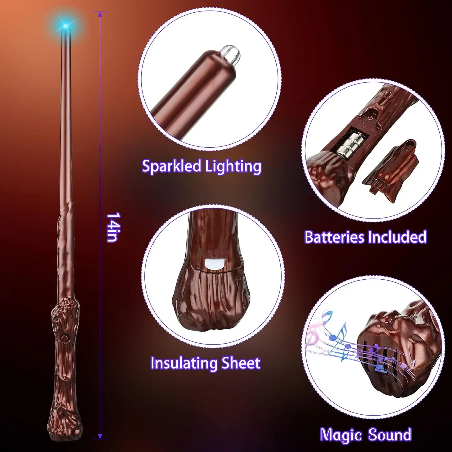 10/20PCS Magic Wands Wizard Wand Sound Illuminating Toy Wand 14 Inch Witch Wand Kids Costume Cosplay Party Themed Wedding Favors